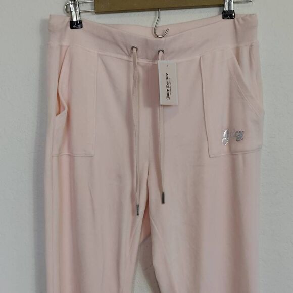 Juicy Couture Pants Womnes Medium Primrose Pink Foil Logo Bootcut Velour - Picture 2 of 13